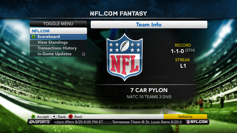 Illustration for article titled Check Your Fantasy Football League's Scores When You Play Madden NFL 12
